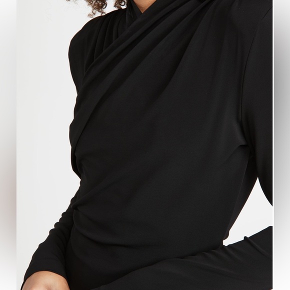 Gauge81 Black High Neck Wrap Mini Dress “Tver” Size S - Picture 4 of 12